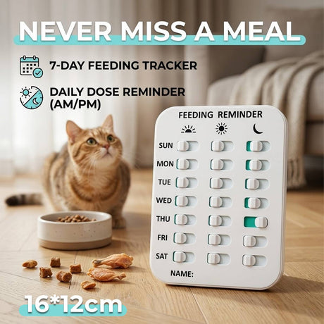 Magnetic pet feeding reminder chart for dogs and cats