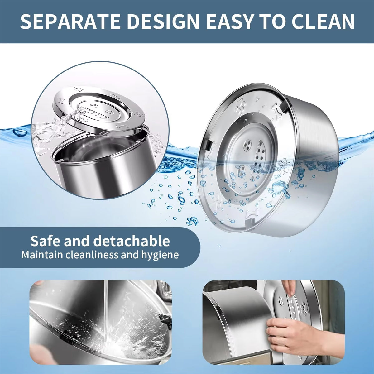 Stainless Steel Pet Floating Water Bowl Spillproof 1L/3L