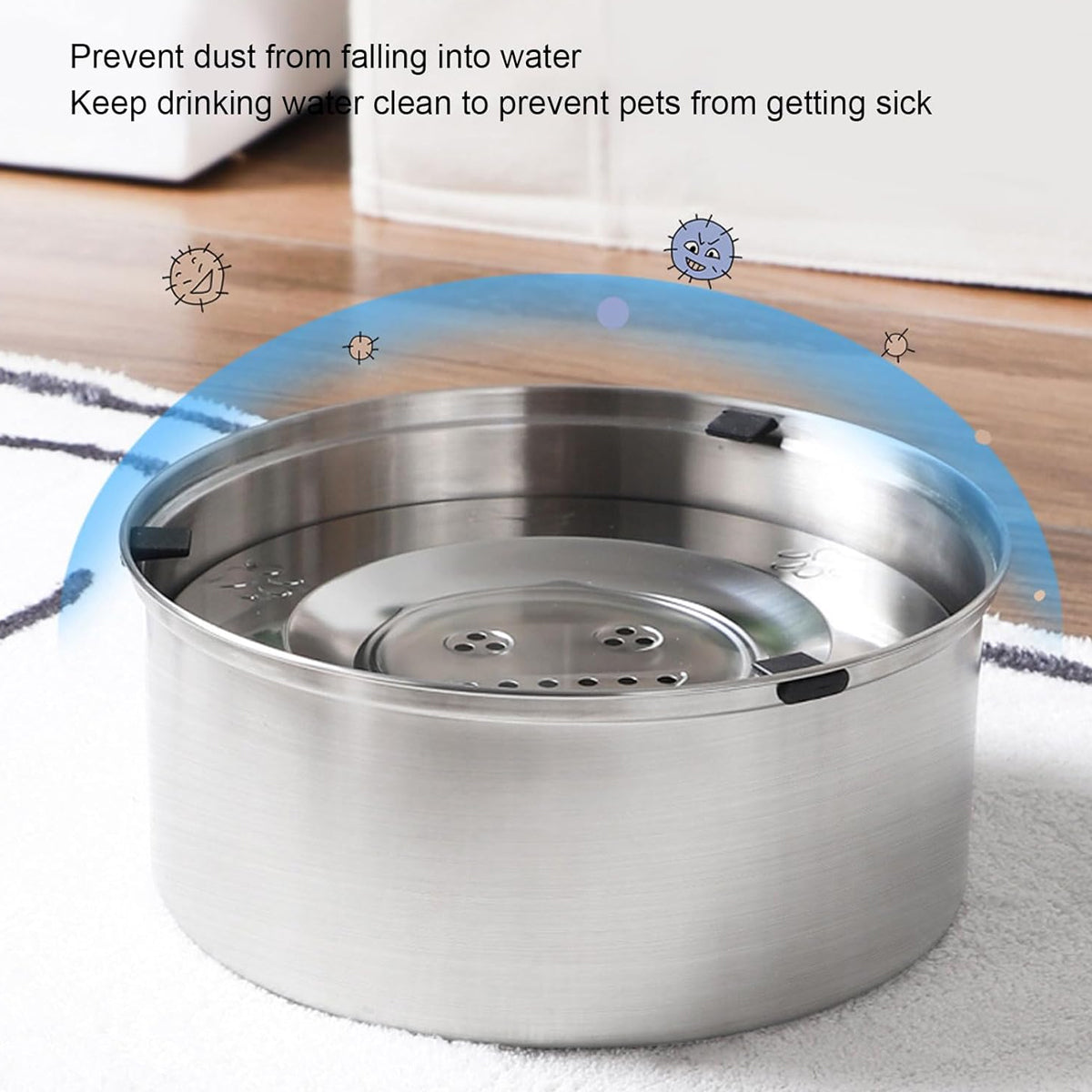 Stainless Steel Pet Floating Water Bowl Spillproof 1L/3L
