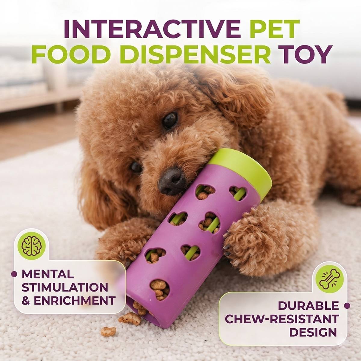 Interactive Dog Treat Dispenser Toy Slow Feeder