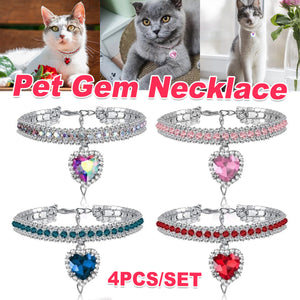 Rhinestone Pet Collar Set With Heart Pendant