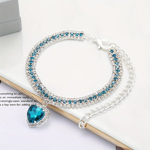 Rhinestone Pet Collar Set With Heart Pendant