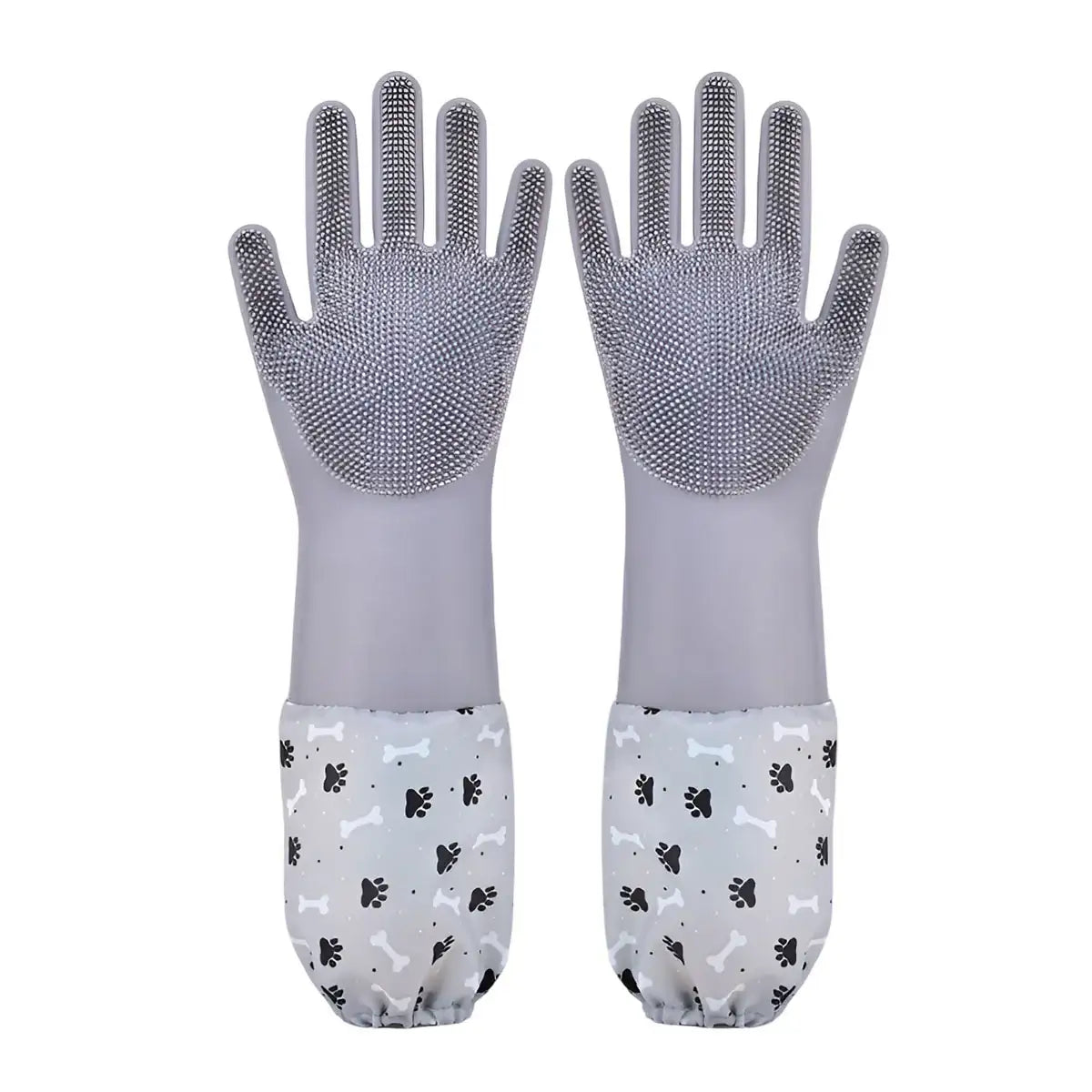 Extended Silicone Pet Bathing Gloves with Soft Brush Surface