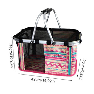 Foldable Mesh Pet Carrier Basket with Aluminium Handle