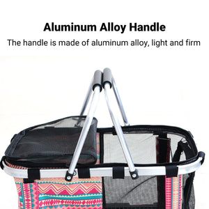 Foldable Mesh Pet Carrier Basket with Aluminium Handle