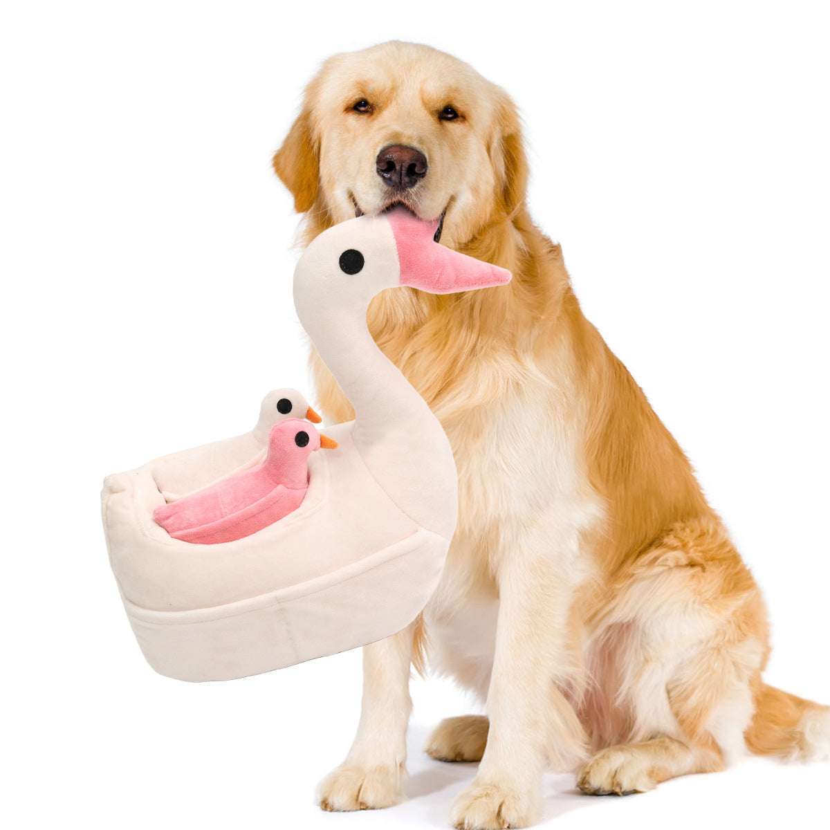 Plush Pet Goose Toy Interactive Squeaky Dog Enrichment Toy