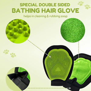 Pet Grooming Kit 3-Piece Set with Self-Cleaning Brush Comb & Bath Glove