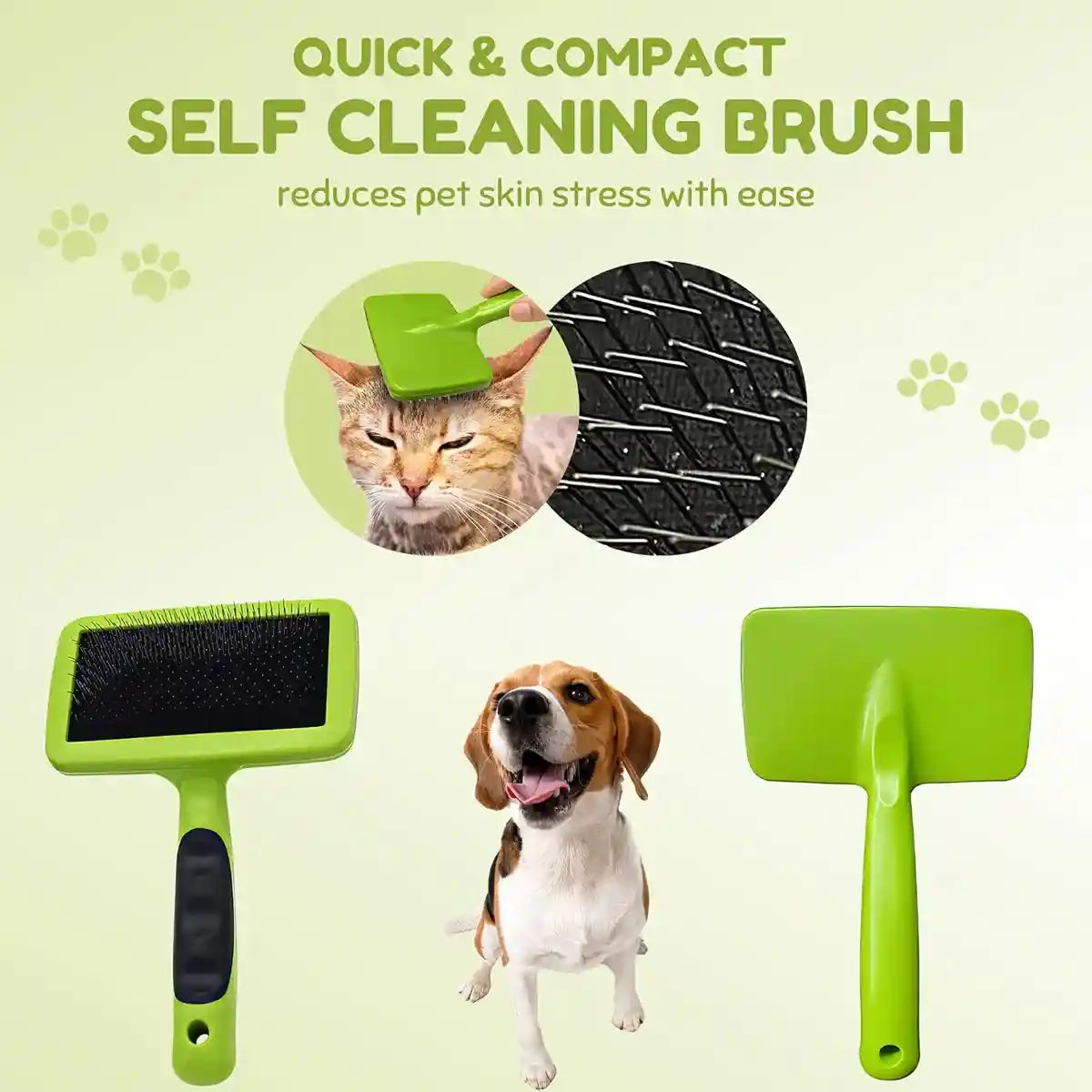 Pet Grooming Kit 3-Piece Set with Self-Cleaning Brush Comb & Bath Glove