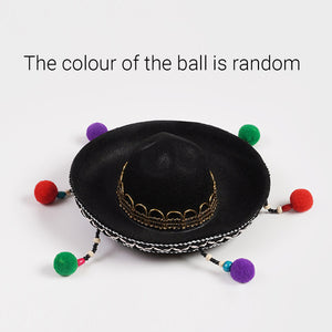 Mexican Pet Hat for Cats and Small Dogs Colorful Pom Poms Costume