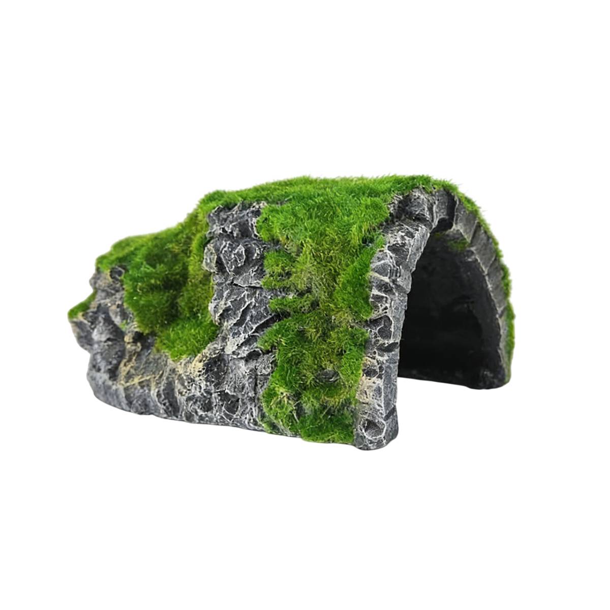Reptile Hide Cave with Moss | Rock Shelter for Terrariums & Aquariums