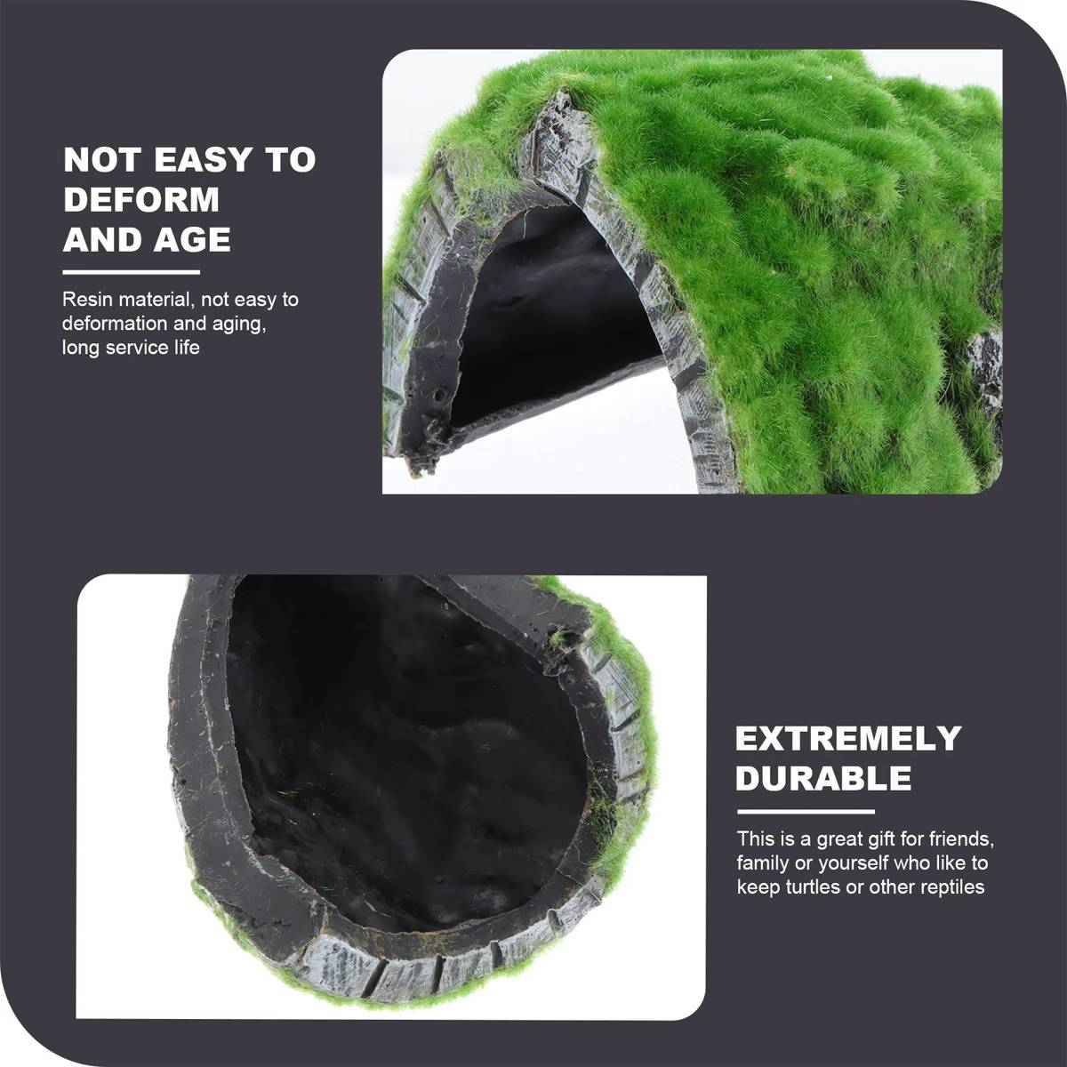 Reptile Hide Cave with Moss | Rock Shelter for Terrariums & Aquariums