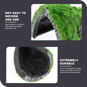 Reptile Hide Cave with Moss | Rock Shelter for Terrariums & Aquariums