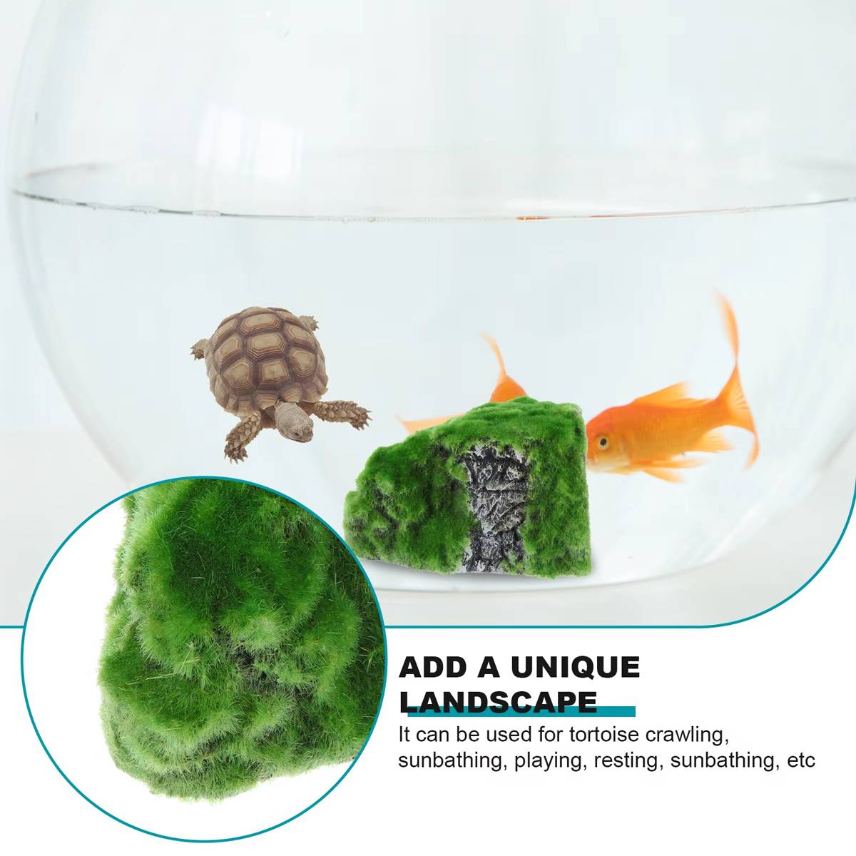 Reptile Hide Cave with Moss | Rock Shelter for Terrariums & Aquariums