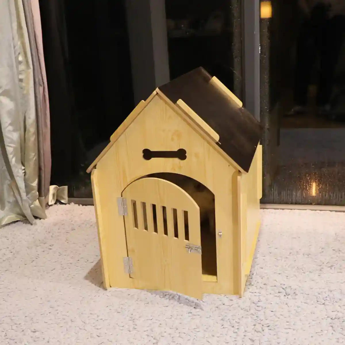 Wooden Pet House Detachable Dog Bed Cat House for Indoor Outdoor Use