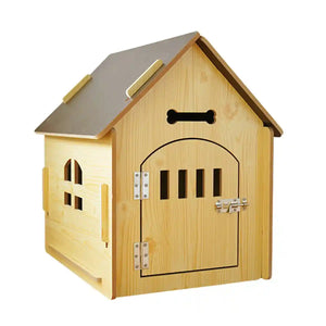 Wooden Pet House Detachable Dog Bed Cat House for Indoor Outdoor Use