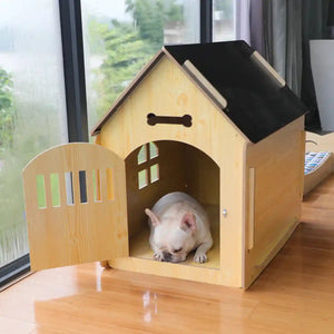 Wooden Pet House Detachable Dog Bed Cat House for Indoor Outdoor Use