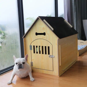 Wooden Pet House Detachable Dog Bed Cat House for Indoor Outdoor Use