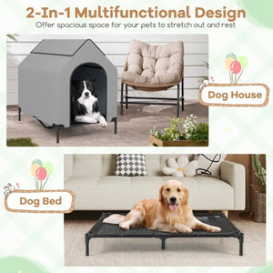 Outdoor Waterproof Pet Tent with Elevated Bed for Dogs and Cats  Description