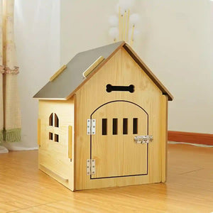 Wooden Pet House Detachable Dog Bed Cat House for Indoor Outdoor Use