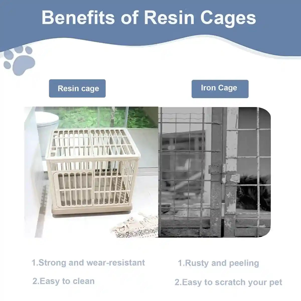 Dog Cage Small Dog And Cat Cage Pet Cage Household Indoor Medium-sized Dog And Cat Dog Villa Resin Cage