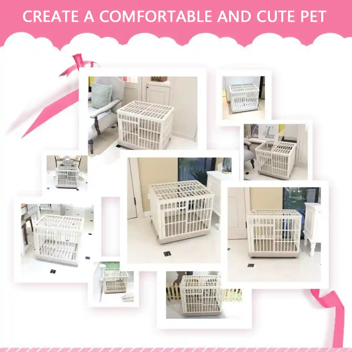 Dog Cage Small Dog And Cat Cage Pet Cage Household Indoor Medium-sized Dog And Cat Dog Villa Resin Cage