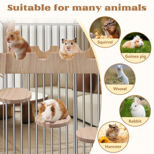 Wooden Hamster Hanging Bridge Set with 3 Play Platforms
