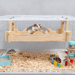 Wooden Hamster Hanging Bridge Set with 3 Play Platforms