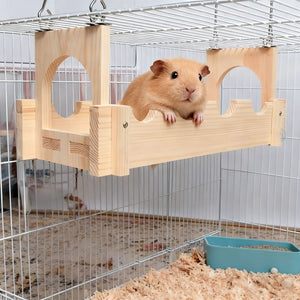 Wooden Hamster Hanging Bridge Set with 3 Play Platforms