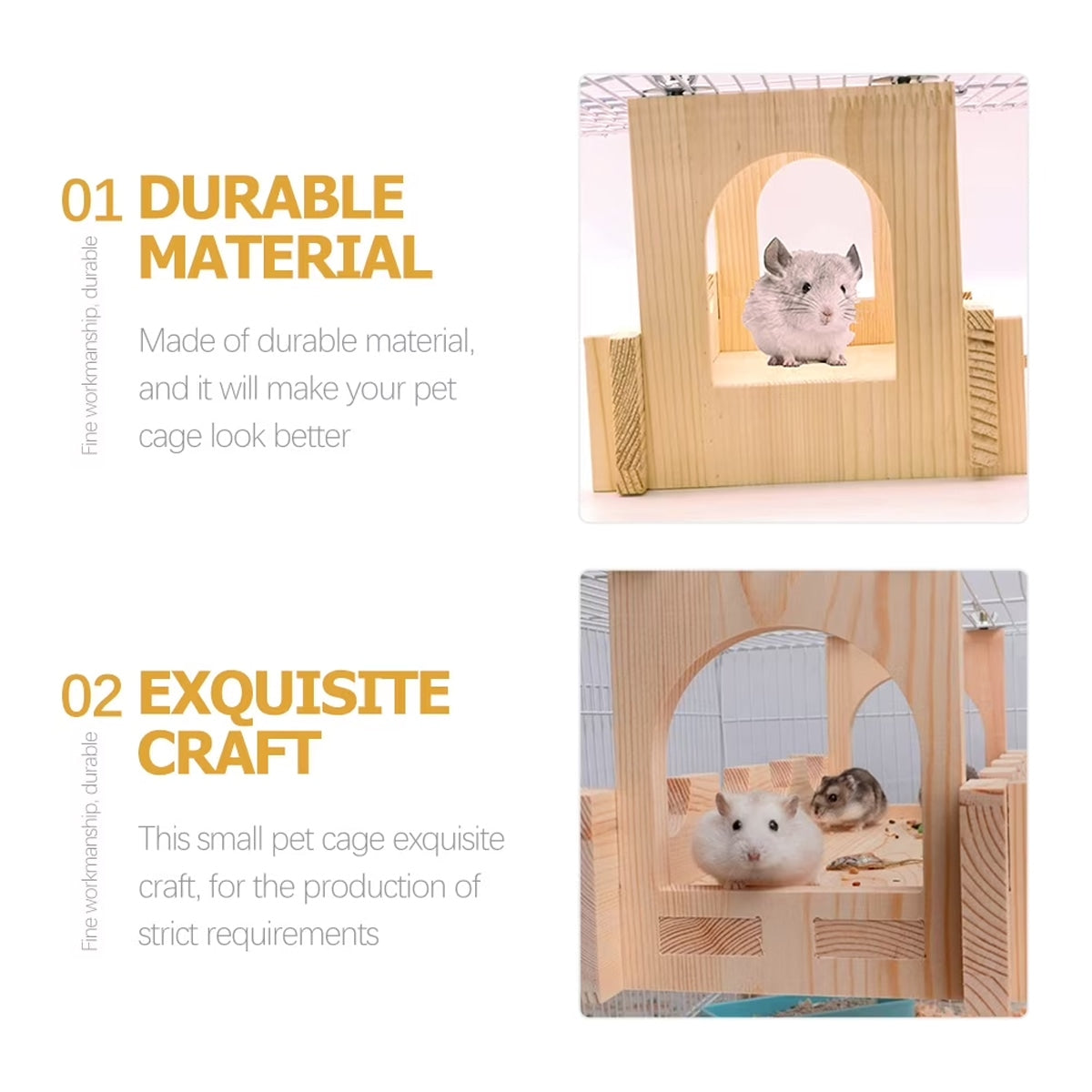 Wooden Hamster Hanging Bridge Set with 3 Play Platforms