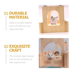 Wooden Hamster Hanging Bridge Set with 3 Play Platforms