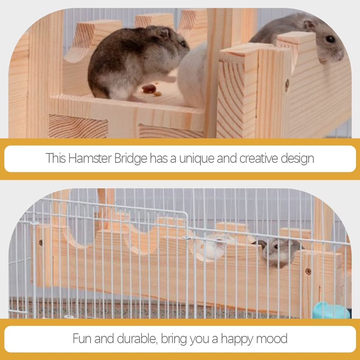Wooden Hamster Hanging Bridge Set with 3 Play Platforms