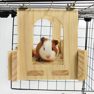 Wooden Hamster Hanging Bridge Set with 3 Play Platforms