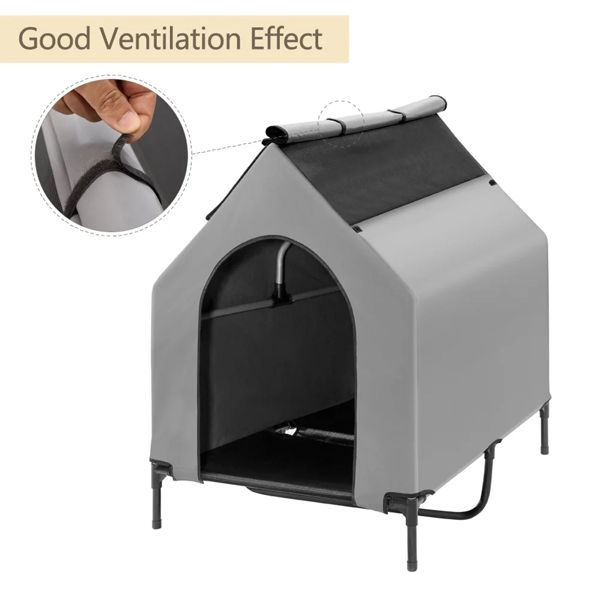 Outdoor Waterproof Pet Tent with Elevated Bed for Dogs and Cats  Description