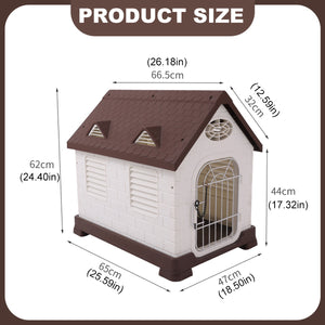 Outdoor Plastic Dog House with Ventilation and Iron Gate