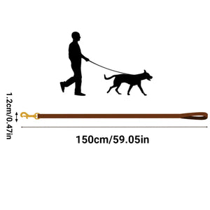 Durable Cowhide Dog Leash With Brass Clasp For Large Pets