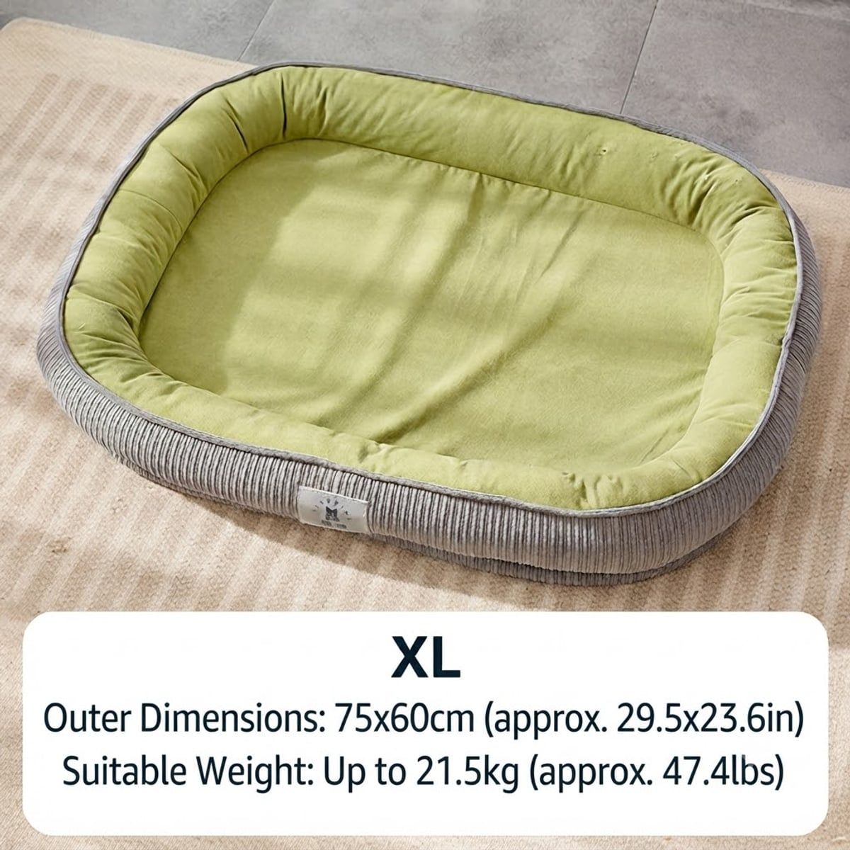 Green XL Pet Mattress with Soft Raised Sides
