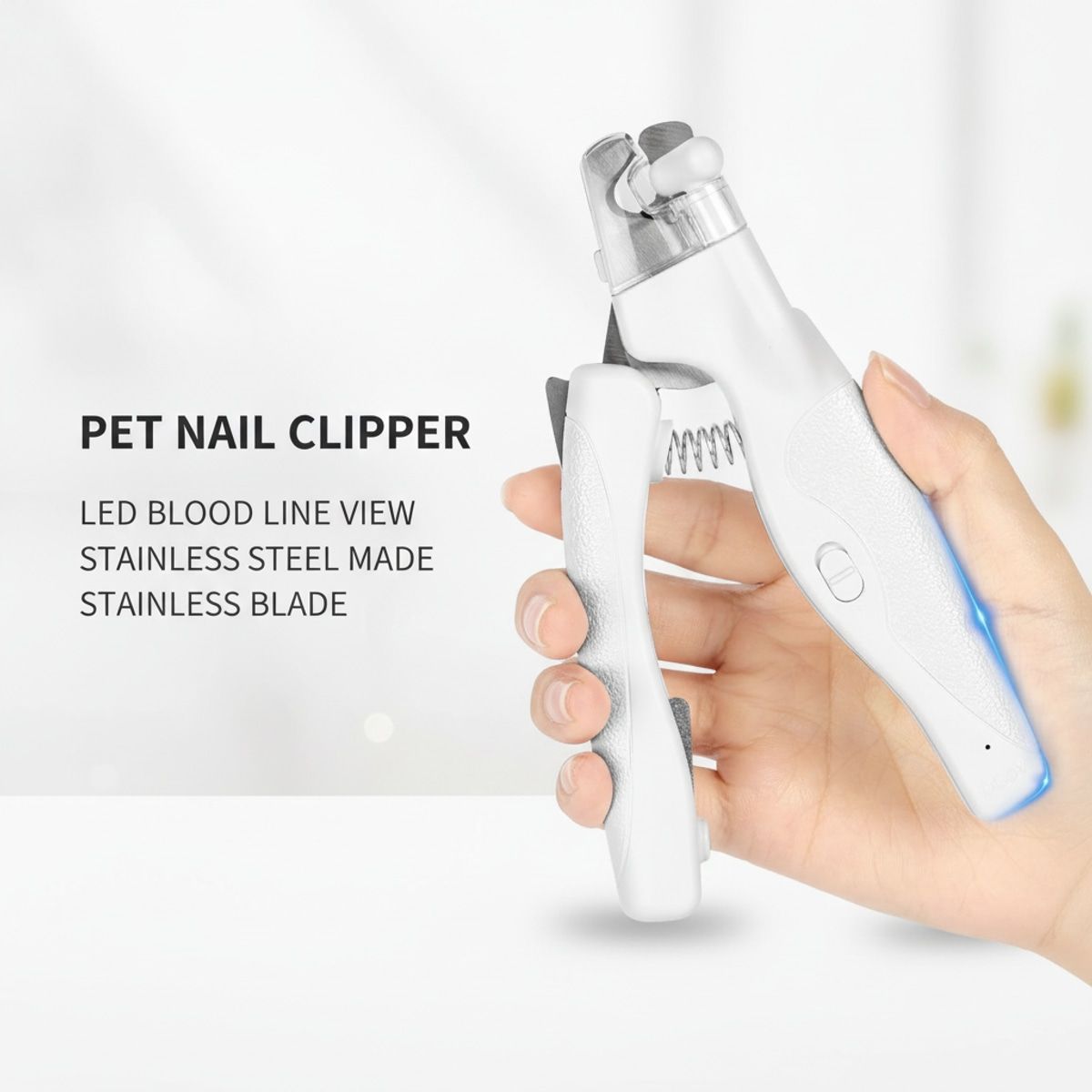 White LED Cat Nail Clippers with Safety Lock