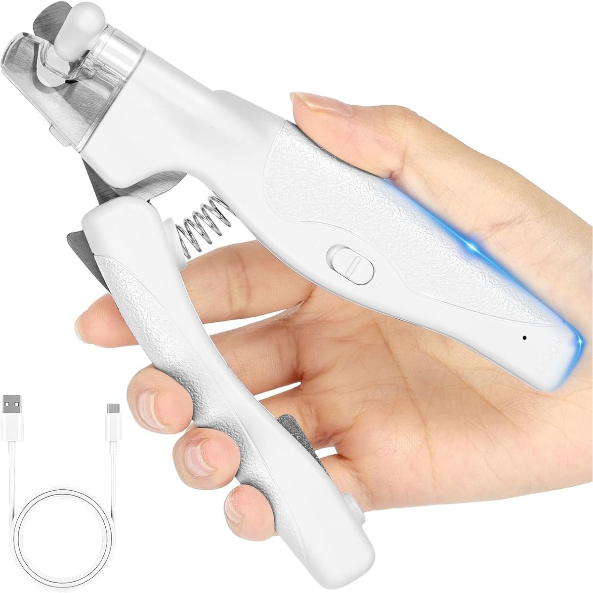 White LED Cat Nail Clippers with Safety Lock