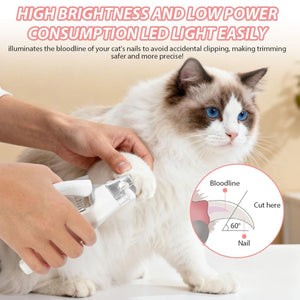 White LED Cat Nail Clippers with Safety Lock