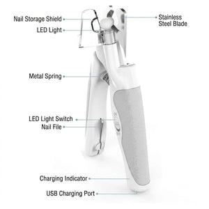 White LED Cat Nail Clippers with Safety Lock