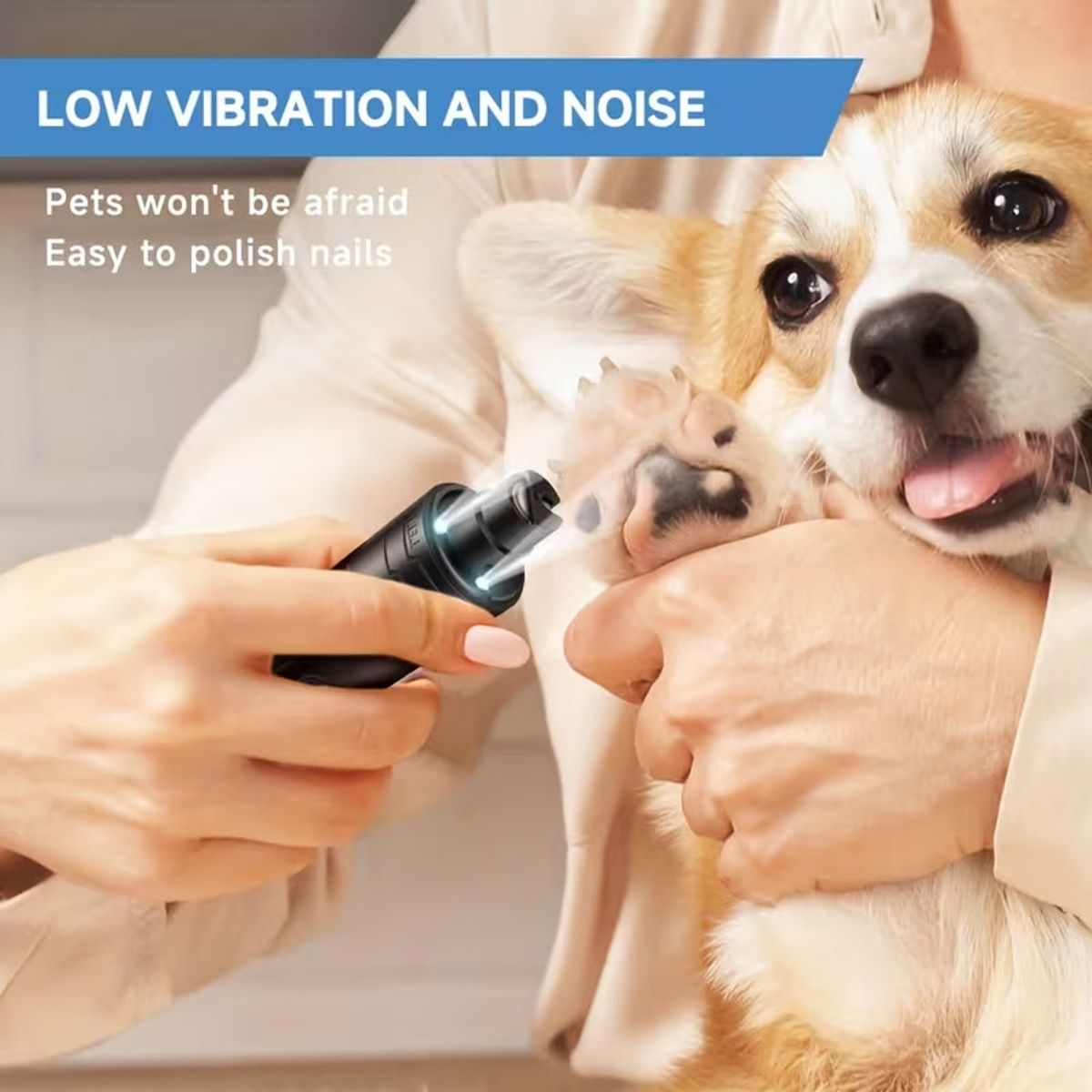 Black Triple LED Dog Nail Grinder with 2 Speeds