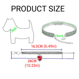 Rhinestone Pet Collar Set With Heart Pendant