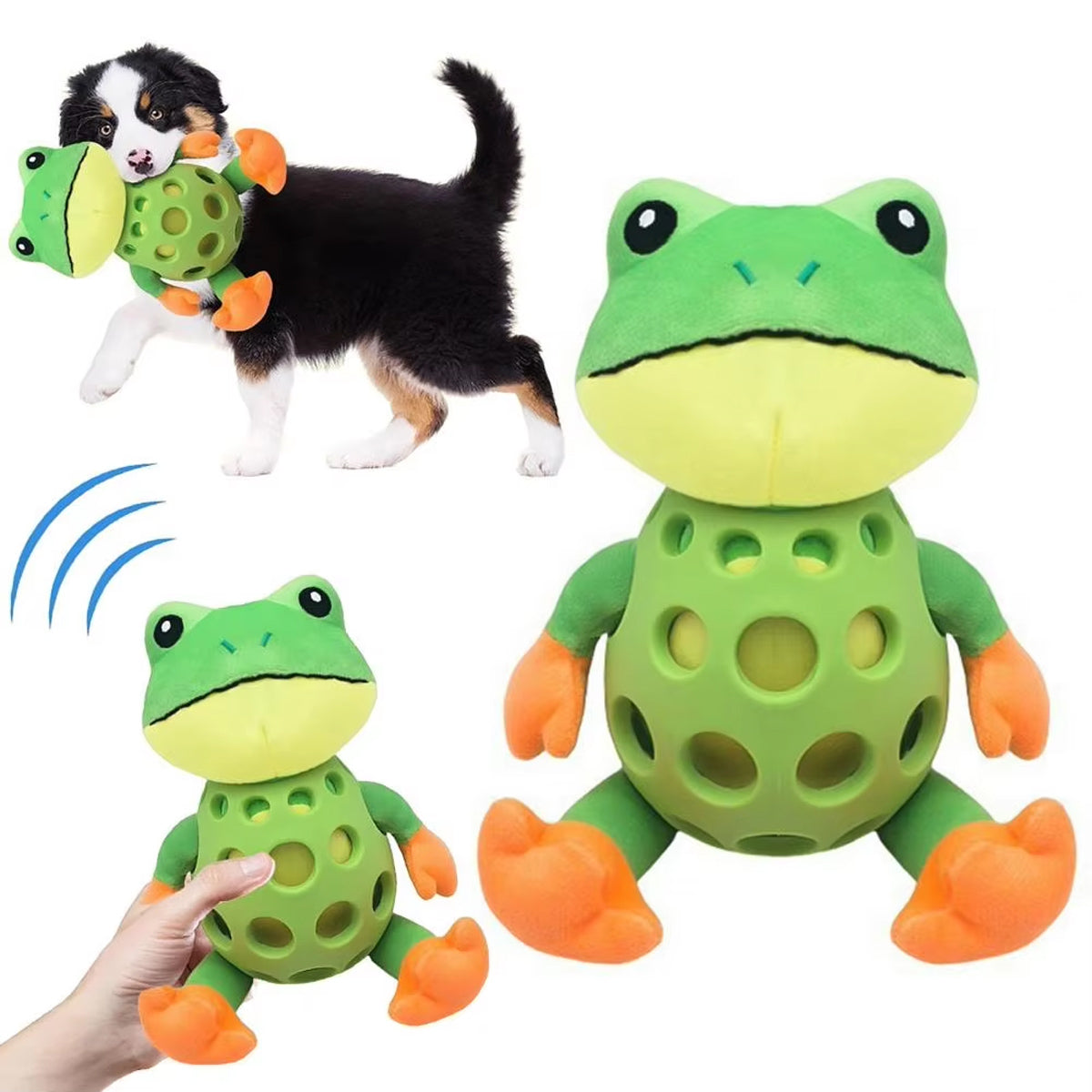 Plush Dog Toy Squeaky Frog Chew Toy