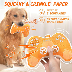 Interactive Dog Plush Toy with Rope and Squeakers
