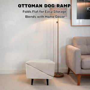 Khaki Wooden Pet Dog Stairs Ramp Dual-Function Foldable Step Ladder