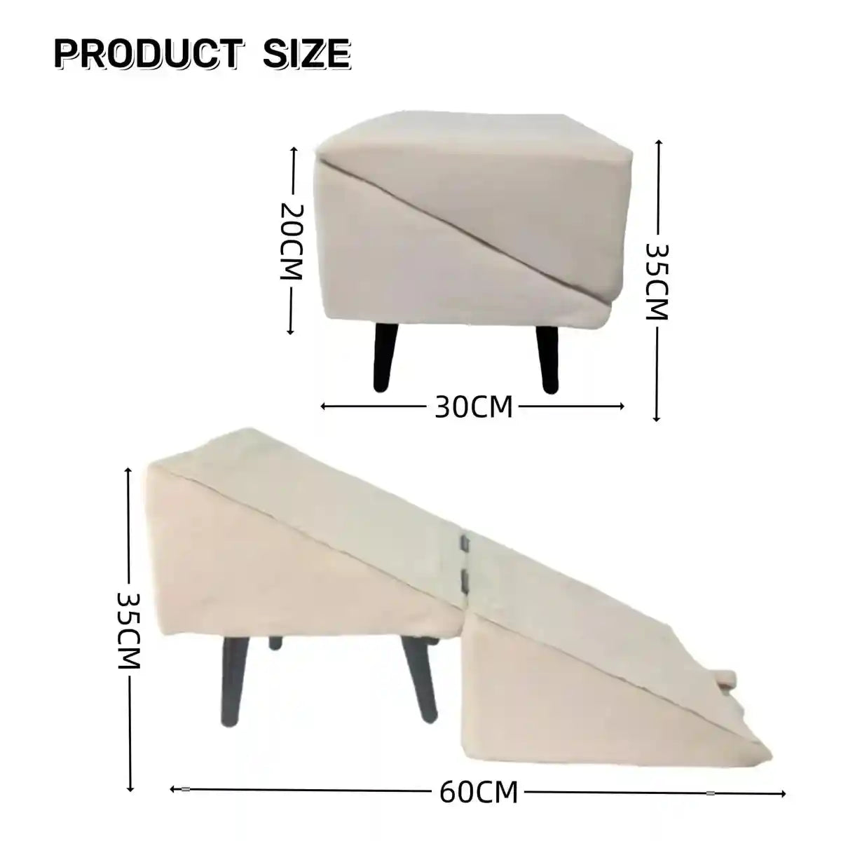 Khaki Wooden Pet Dog Stairs Ramp Dual-Function Foldable Step Ladder