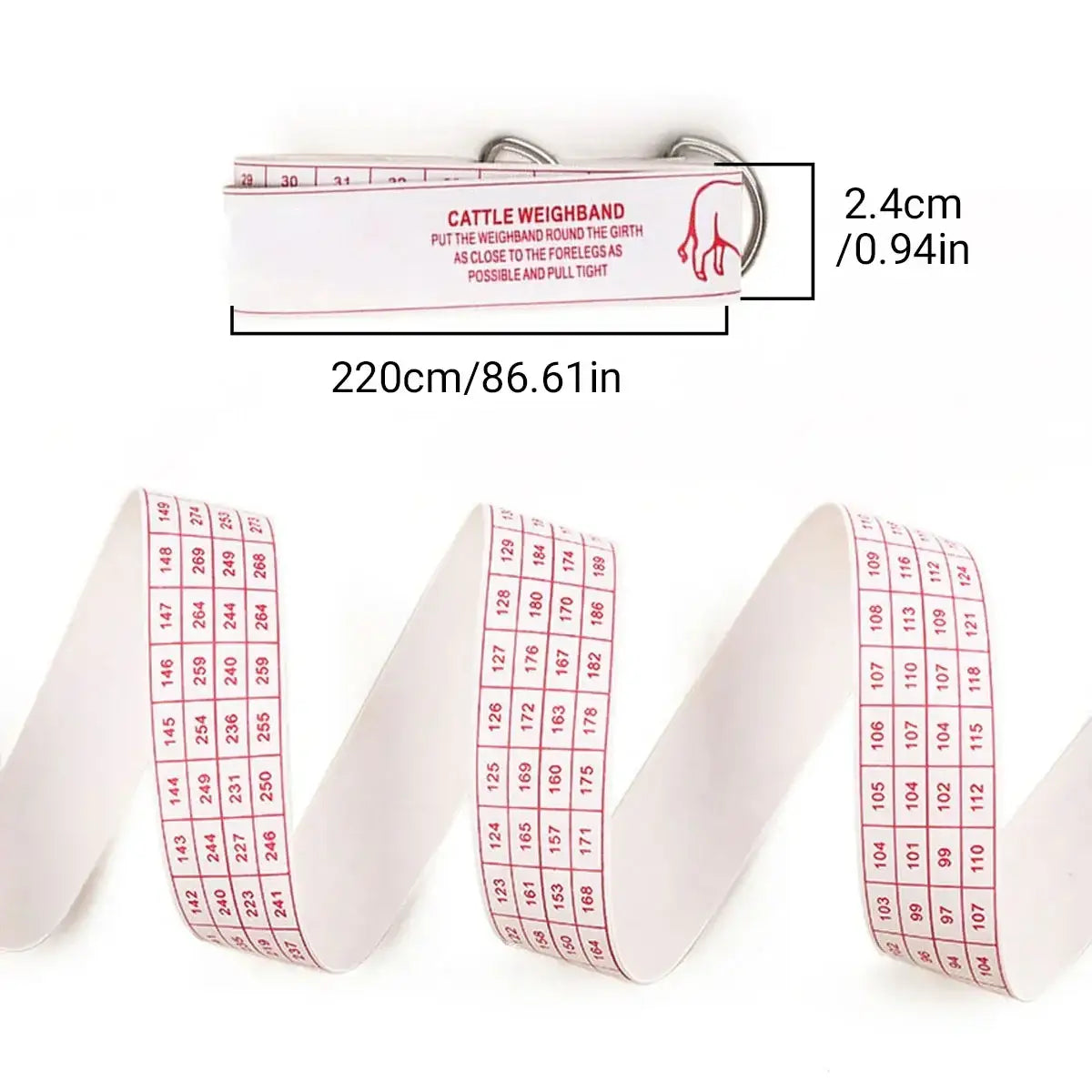 Cattle Weighing Tape for Livestock Dual-Sided Weight Estimator Belt