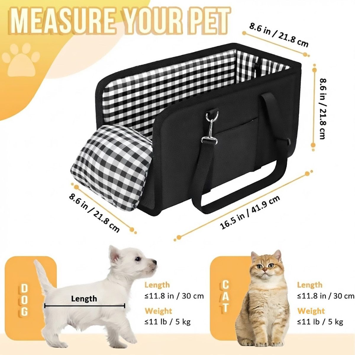 Black Foldable Dog Car Seat with Cushion
