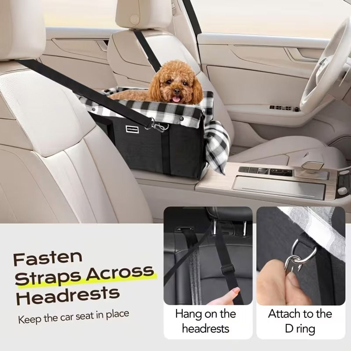 Black Foldable Dog Car Seat with Cushion