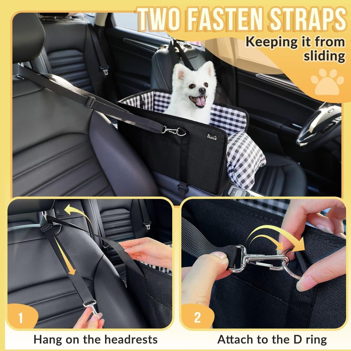 Black Foldable Dog Car Seat with Cushion